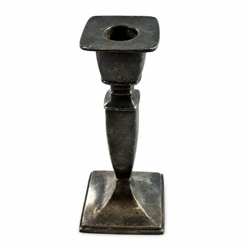 Vintage Silverplate Candlestick Square Base Single Taper Candle Holder